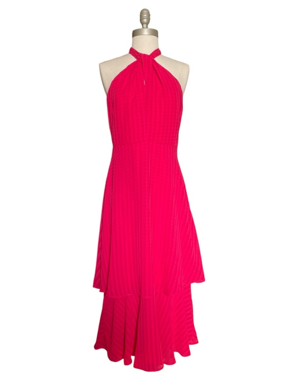 Ann Taylor Hot Pink Halter Midi Dress